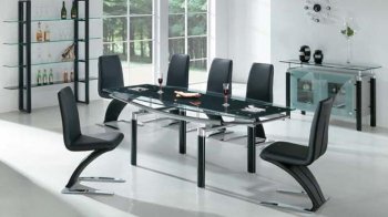 Contemporary Dinnette Table w/Extension And Black Inlay On Top [AEDS-108DT&108DC-Black]