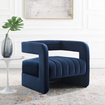 Range Accent Chair in Midnight Blue Velvet by Modway [MWAC-3920 Range Midnight Blue]