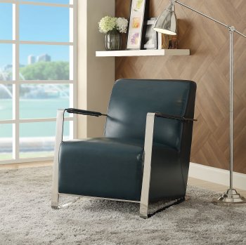 Rafael Accent Chair 59780 in Teal PU & Stainless Steel by Acme [AMCC-59780-Rafael]