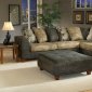 Two-Tone Kalahari Ash Fabric Modern Sectional Sofa w/Ottoman