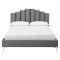 Olivia Upholstered Platform Queen Bed in Gray Velvet by Modway