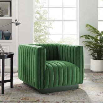 Conjure Accent Chair Emerald Green Performance Velvet by Modway