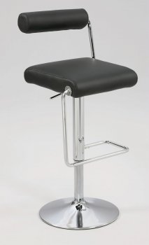 Black Leatherette Seat Modern Set of 2 Barstool w/Chrome Base [CYBA-0979-Black]