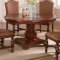 Brown Finish Traditional 5Pc Dining Set w/Marble Inlay