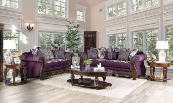 Emilia Sofa SM6419 in Purple Chenille Fabric w/Options [FAS-SM6419-Emilia Purple]