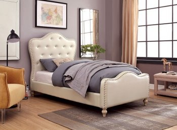 Sugar Youth Bedroom 4Pc Set CM7884IV in Ivory Leatherette [FAKB-CM7884IV-Sugar]