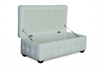 White Crocodile Pattern Vinyl Lift Top Tufted Storage Trunk [DSO-Zen-Trunk-White]