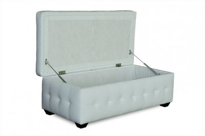 White Crocodile Pattern Vinyl Lift Top Tufted Storage Trunk