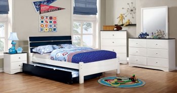 Kimmel CM7626BL 4Pc Kids Bedroom Set in White/Blue w/Options [FABS-CM7626BL-Kimmel]