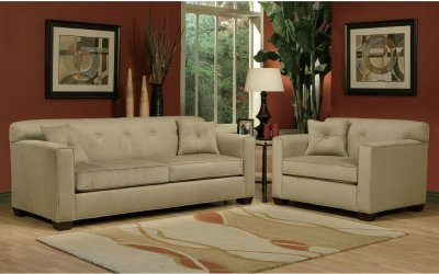 Cafe Microfiber Modern Sofa & Loveseat Set w/Optional Items