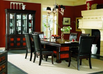 Two-Tone Finish Formal Dining Room Set With Leather Seats [CRDS-22-101131]