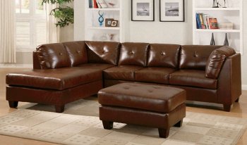 Brown Bonded Leather Modern Sectional Sofa w/Tufted Seats [HESS-9858BR-Morgan]