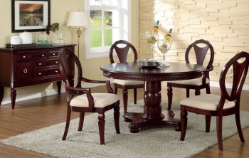 Deep Cherry Traditional Round Dinette Table w/Optional Chairs [PXDS-F2095]