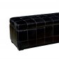 Black Color Button-Tufted Leather Ottoman With Storage