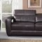 Brown Full Leather Contemporary Sofa w/Adjustable Headrests