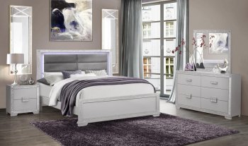 Chalice Bedroom Set 5Pc in Silver by Global w/Options [GFBS-Chalice Silver]