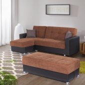 Lego Sectional Sofa Convertible in Brown Microfiber by Rain