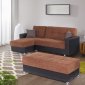 Lego Sectional Sofa Convertible in Brown Microfiber by Rain