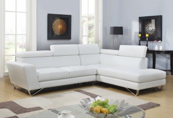 U9836 Sectional Sofa in White Leatherette by Global [GFSS-U9836-SEC White]