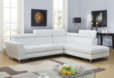 U9836 Sectional Sofa in White Leatherette by Global