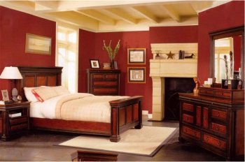 Two-Toned Distressed Cherry Hand Finished Elegant Bedroom [CRBS-153-200631]