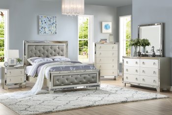 F9428Q 5Pc Bedroom Set in Silver Leatherette - Poundex w/Options [PXBS-F9428Q Silver]