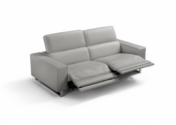 Augusto Power Reclining Sofa in Light Grey Leather by Whiteline [WLS-Augusto Light Grey]