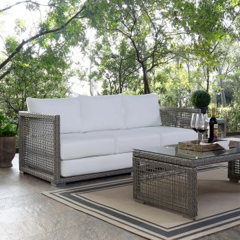 Aura Outdoor Patio Sofa 2923 in Gray & White by Modway w/Options [MWOUT-EEI-2923-GRY-WHI Aura]