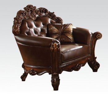 Vendome Chair 52003 in Brown Leatherette by Acme w/Optional Item [AMAC-52003 Vendome]