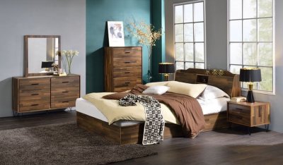 Hestia Bedroom Set BD00542Q in Walnut by Acme w/Options