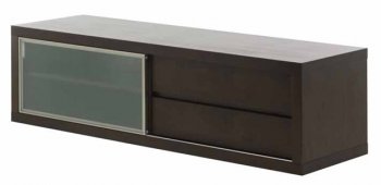 Dark or Natural Walnut Finish Modern Media Unit w/Glass Slider [NVTV-Perkins-Medium-HGSD413]