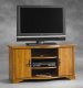 Oak Finish Modern TV Stand w/Doors & Shelves