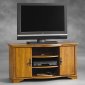 Oak Finish Modern TV Stand w/Doors & Shelves