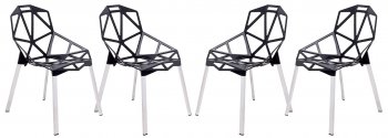 Dalton Set of 4 Indoor/Outdoor Chairs DC20BL -Black - LeisureMod [LMDC-DC20BL-Dalton Black]