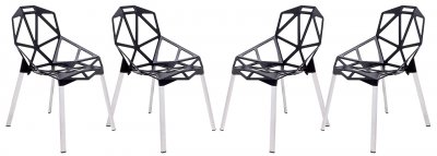 Dalton Set of 4 Indoor/Outdoor Chairs DC20BL -Black - LeisureMod