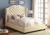 Monroe CM7016IV Upholstered Bed in Ivory Leatherette