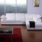 White Bonded Leather Modern Sectional Sofa w/Adjustable Headrest