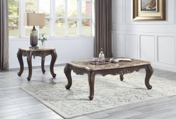 Ragnar Coffee Table LV01124 Marble Top & Cherry - Acme w/Options [AMCT-LV01125 Ragnar]