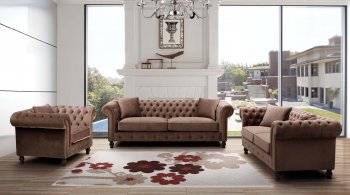 108 Loveseat in Brown Fabric by ESF w/Optional Chair [EFS-108]