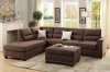 F7613 Sectional Sofa 3Pc in Chocolate Fabric by Boss