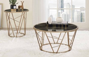 Cicatrix Coffee Table 3Pc Set 83300 Faux Black Marble by Acme [AMCT-83300 Cicatrix]