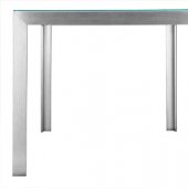 Black or White Glass Top Dining Table with Brushed Steel Frame