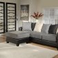 Tri-Tone Fabric Modern Reversible Sectional Sofa w/Leather Base