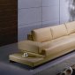 Beige Tufted Leather Modern Elegant Sectional Sofa