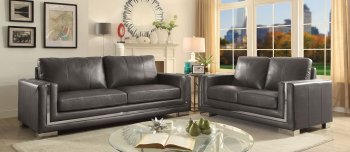 Perla Sofa CM6424GY in Dark Gray Breathable Leatherette w/Opt [FAS-CM6424GY-Perla Gray]