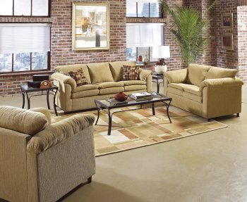 Beige Fabric Modern Living Room w/Loose Cushion Pillow Top Seat [HLS-U495]