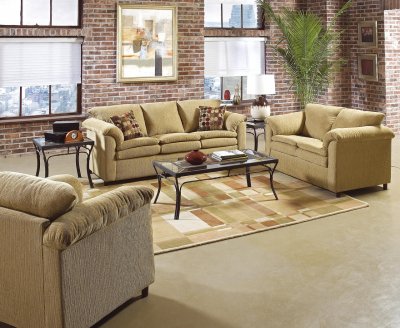 Beige Fabric Modern Living Room w/Loose Cushion Pillow Top Seat