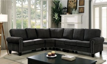 Elwick Sectional Sofa CM6885 in Dark Gray Fabric [FASS-CM6885-Elwick]