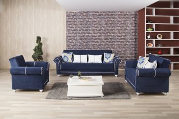 Royal Home Sofa Bed in Dark Blue Fabric by Casamode w/Options [CMSB-Royal Home Dark Blue]