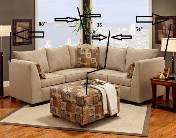 Beige Fabric Modern Sectional Sofa w/Optional Ottoman [CHFSS-V1-1170-Mery]